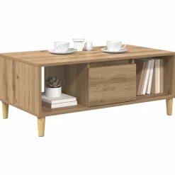 Tables-vidaXL Table basse Chêne artisanal 90 x 50 x 26,5 cm Bois d'ingénierie chêne artisanal