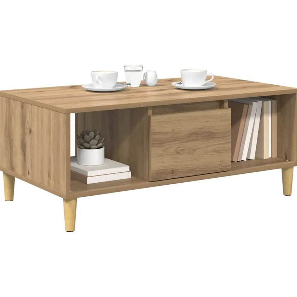 Tables-vidaXL Table basse Chêne artisanal 90 x 50 x 26,5 cm Bois d'ingénierie chêne artisanal