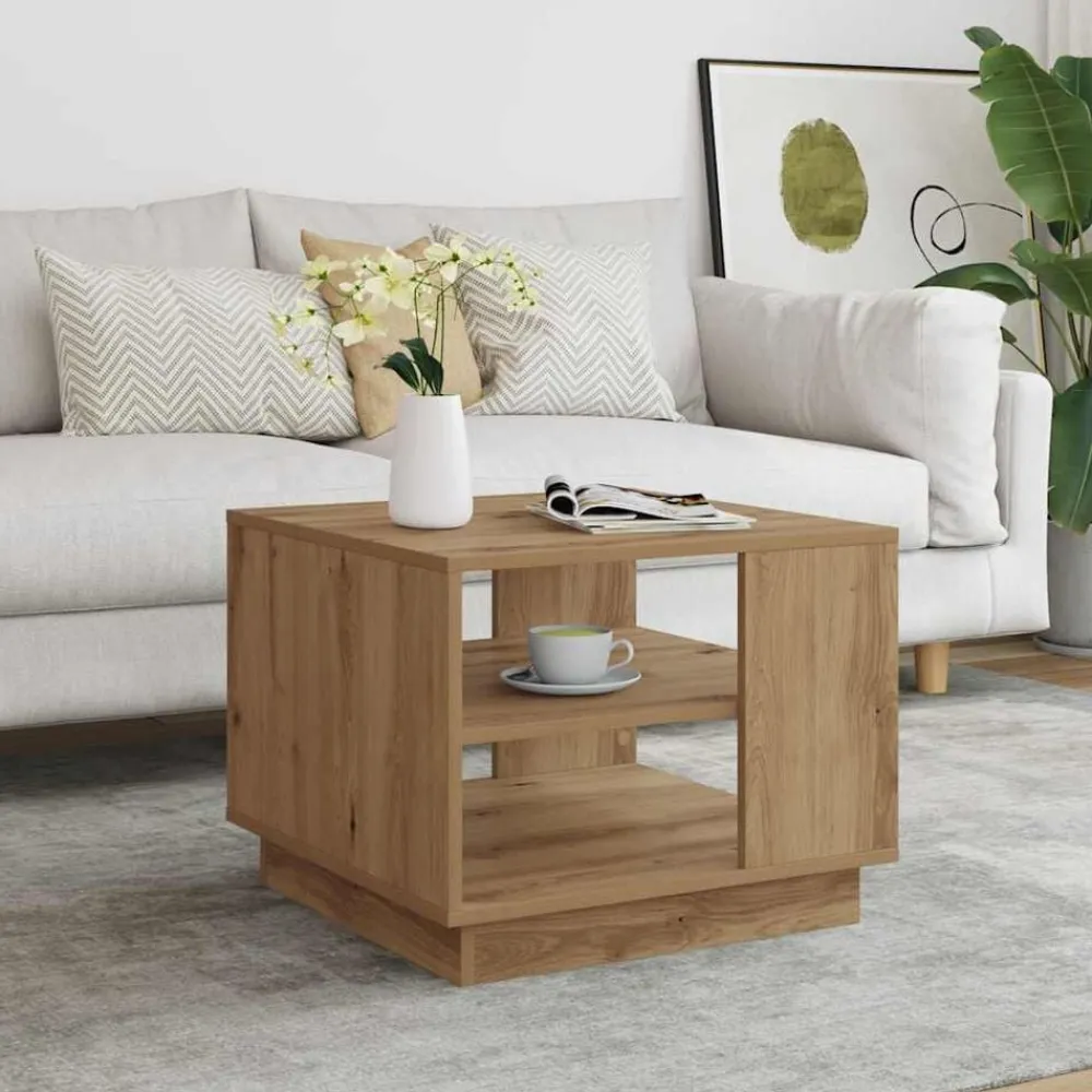Tables-vidaXL Table basse chêne artisanal 55x55x42 cm bois d'ingénierie chêne artisanal