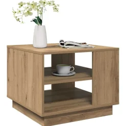 Tables-vidaXL Table basse chêne artisanal 55x55x42 cm bois d'ingénierie chêne artisanal