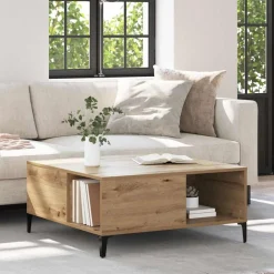 vidaXL Table basse Chêne artisanal 80 x 80 x 36,5 cm Bois d'ingénierie