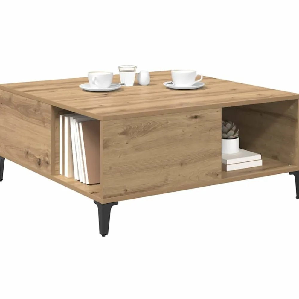 vidaXL Table basse Chêne artisanal 80 x 80 x 36,5 cm Bois d'ingénierie