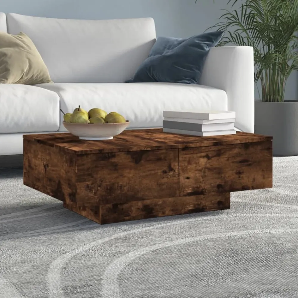 Tables-vidaXL Table basse Chêne fumé 90x60x31 cm Bois d'ingénierie Chêne fumé