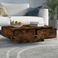 Tables-vidaXL Table basse Chêne fumé 90x60x31 cm Bois d'ingénierie Chêne fumé