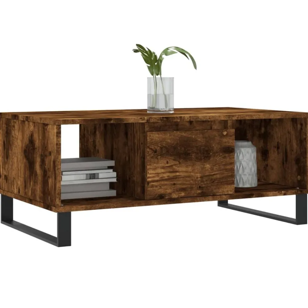 vidaXL Table basse Chêne fumé 90x50x36,5 cm Bois d'ingénierie