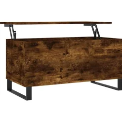 Tables-vidaXL Table basse Chêne fumé 90x44,5x45 cm Bois d'ingénierie Chêne fumé
