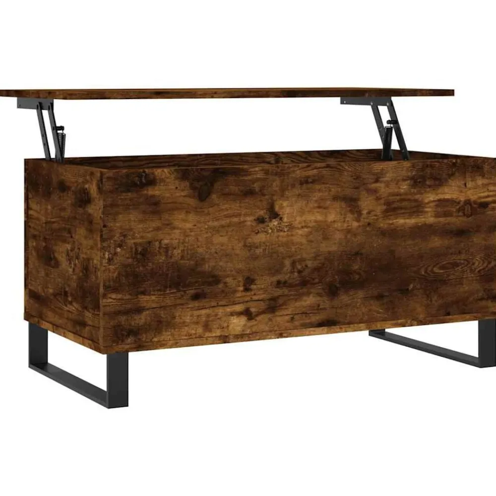 Tables-vidaXL Table basse Chêne fumé 90x44,5x45 cm Bois d'ingénierie Chêne fumé