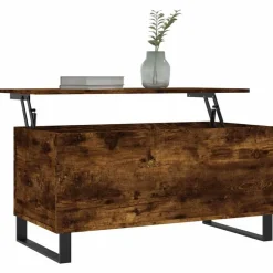 Tables-vidaXL Table basse Chêne fumé 90x44,5x45 cm Bois d'ingénierie Chêne fumé