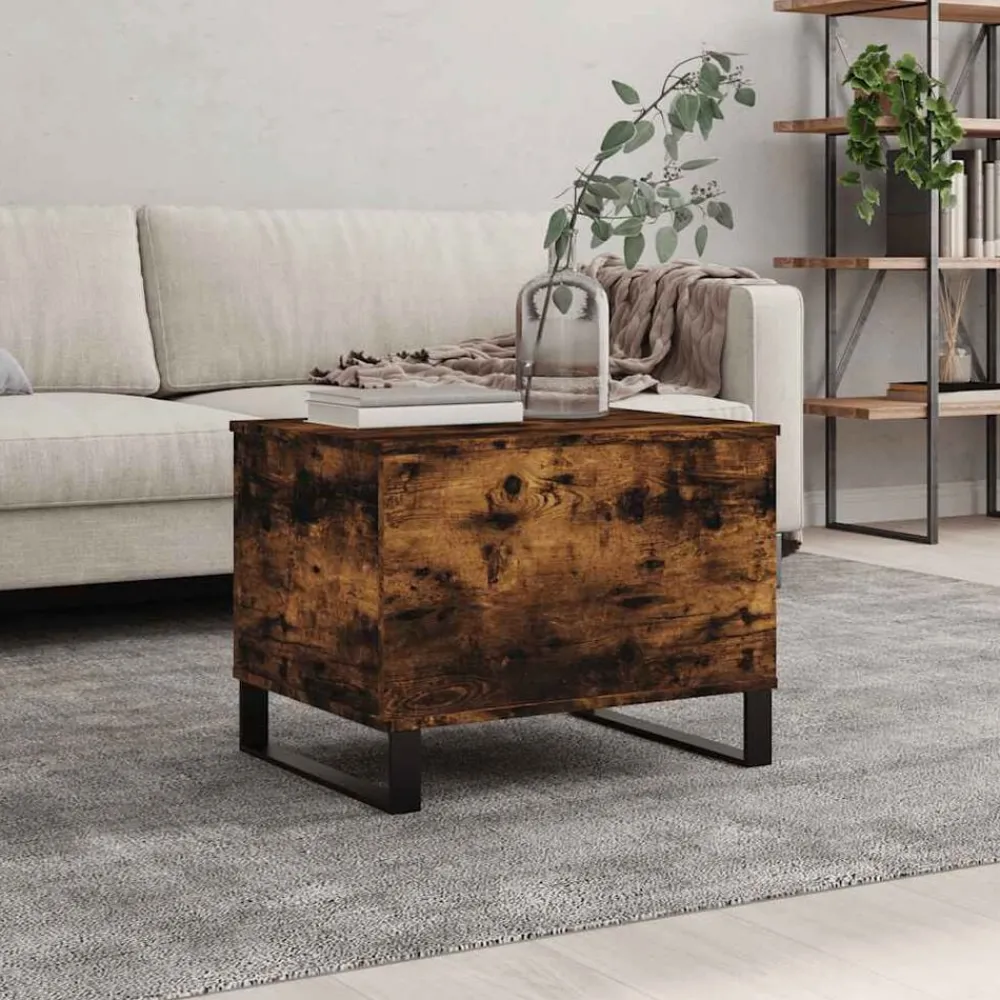 Tables-vidaXL Table basse Chêne fumé 60x44,5x45 cm Bois d'ingénierie Chêne fumé