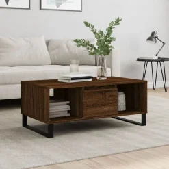 Tables-vidaXL Table basse Chêne marron 90x50x36,5 cm Bois d'ingénierie Ch&ecirc;ne marron