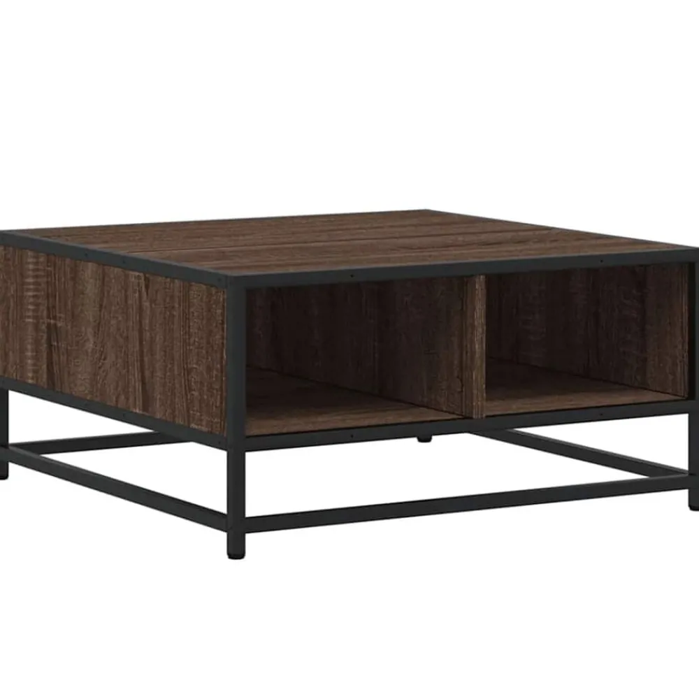 vidaXL Table basse chêne marron 60,5x60,5x30cm bois d'ingénierie/métal