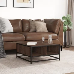 vidaXL Table basse chêne marron 60,5x60,5x30cm bois d'ingénierie/métal