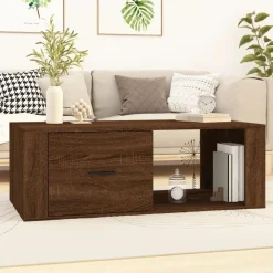 Tables-vidaXL Table basse Chêne marron 100x50,5x35 cm Bois d'ingénierie Ch&ecirc;ne marron