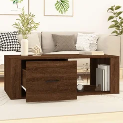 Tables-vidaXL Table basse Chêne marron 100x50,5x35 cm Bois d'ingénierie Ch&ecirc;ne marron