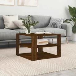 Tables-vidaXL Table basse chêne marron 58x58x40 cm bois d'ingénierie Ch&ecirc;ne marron