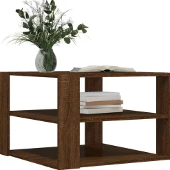 Tables-vidaXL Table basse chêne marron 58x58x40 cm bois d'ingénierie Ch&ecirc;ne marron