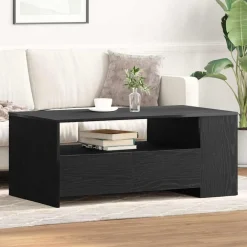 Tables-vidaXL Table basse Chêne noir 102 x 55 x 43,5 cm Bois d'ingénierie Ch&ecirc;ne noir