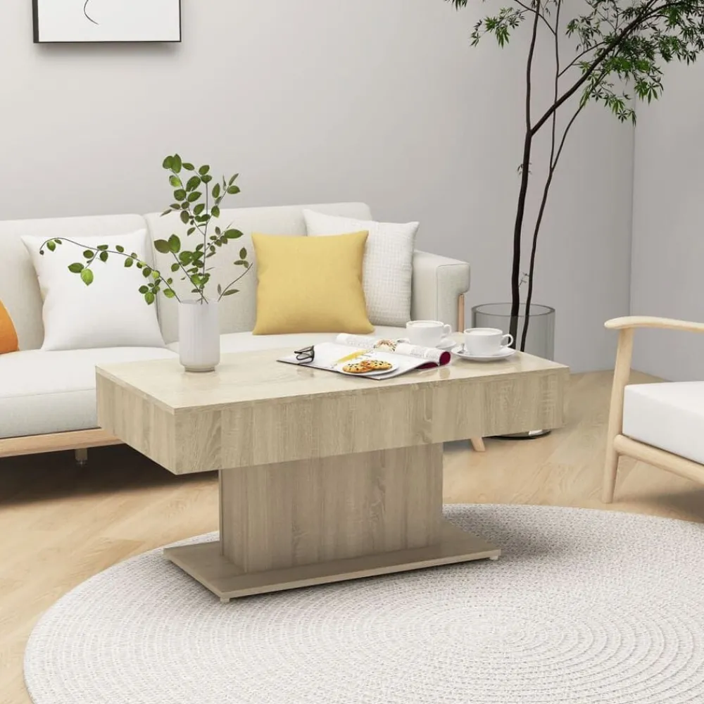 Tables-vidaXL Table basse chêne sonoma 96x50x45 cm bois d'ingénierie Chêne sonoma