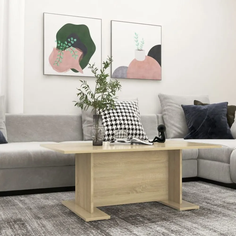 Tables-vidaXL Table basse chêne sonoma 103,5x60x40 cm bois d'ingénierie Chêne sonoma