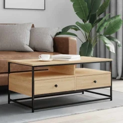 Tables-vidaXL Table basse chêne sonoma 100x51x45 cm bois d'ingénierie Ch&ecirc;ne sonoma