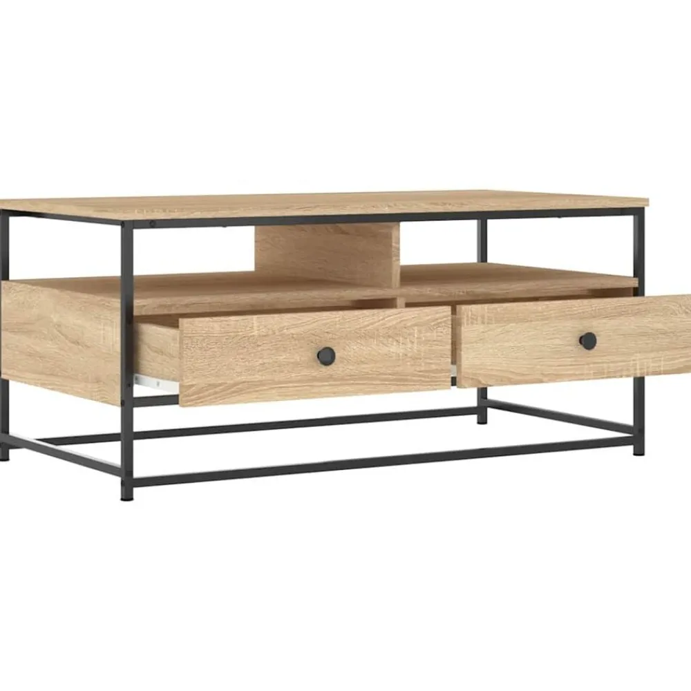 Tables-vidaXL Table basse chêne sonoma 100x51x45 cm bois d'ingénierie Chêne sonoma