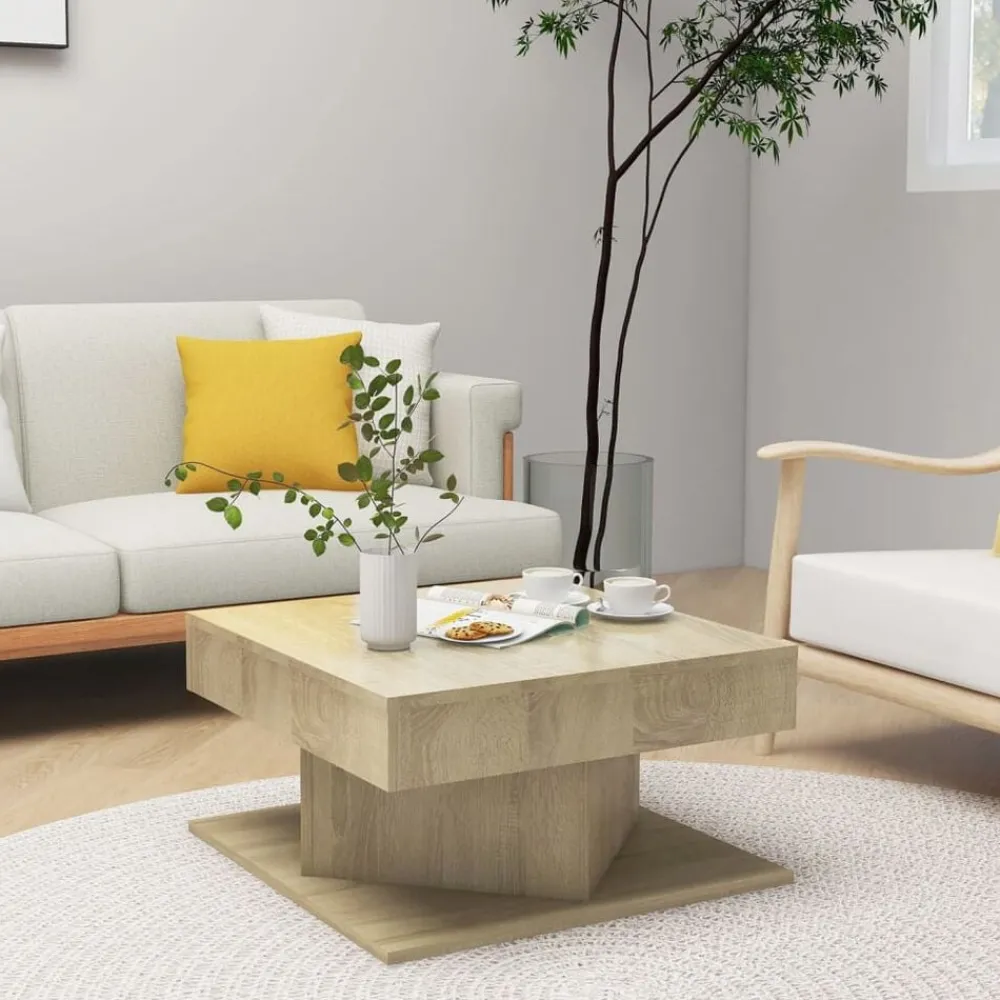 Tables-vidaXL Table basse Chêne sonoma 57x57x30 cm Bois d’ingénierie Chêne sonoma
