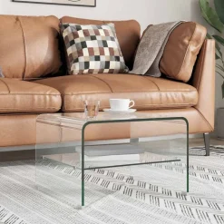 vidaXL Table basse Clair 50x45x33 cm Verre trempé
