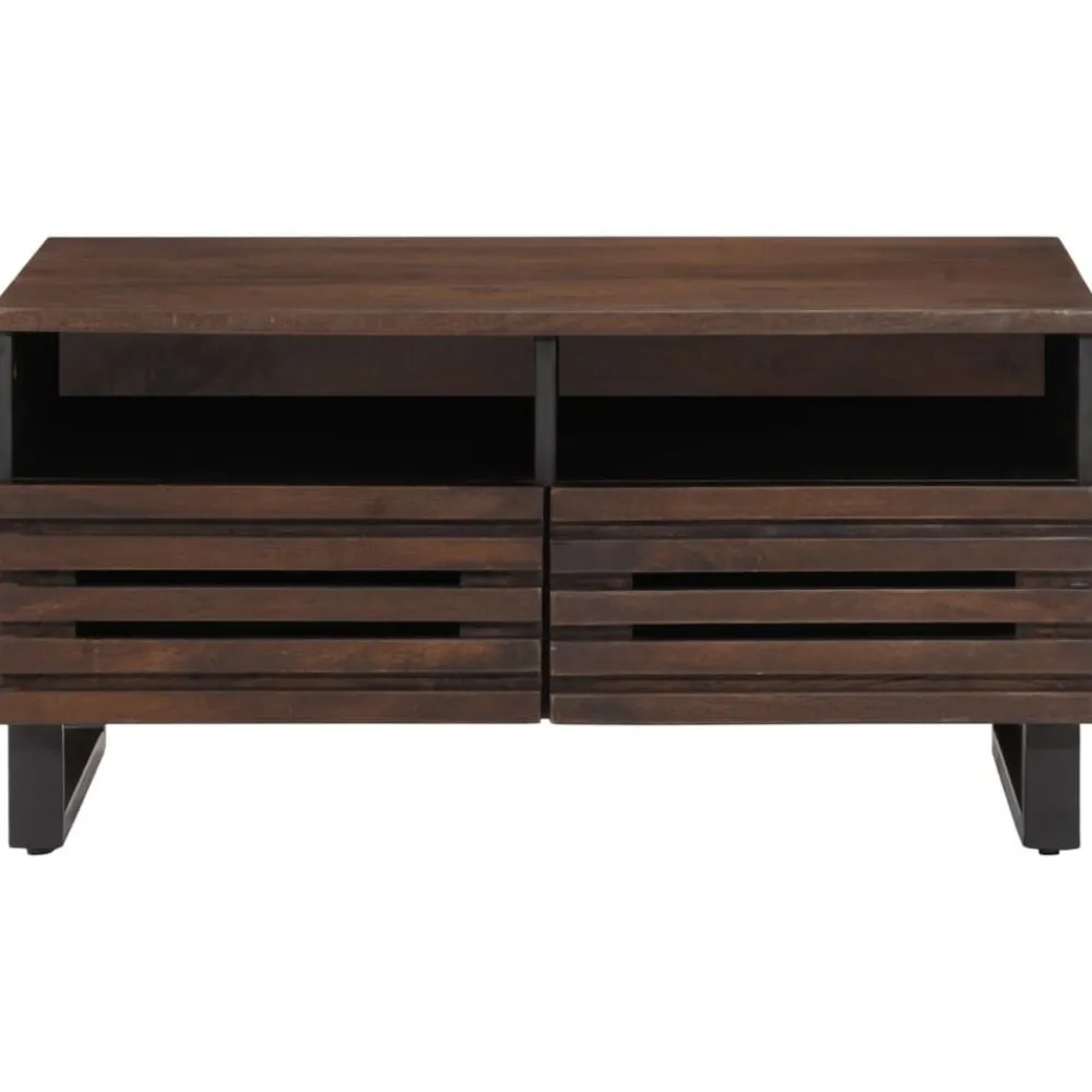 Tables-vidaXL Table basse marron 80x55x40 cm bois de massif manguier Marron foncé