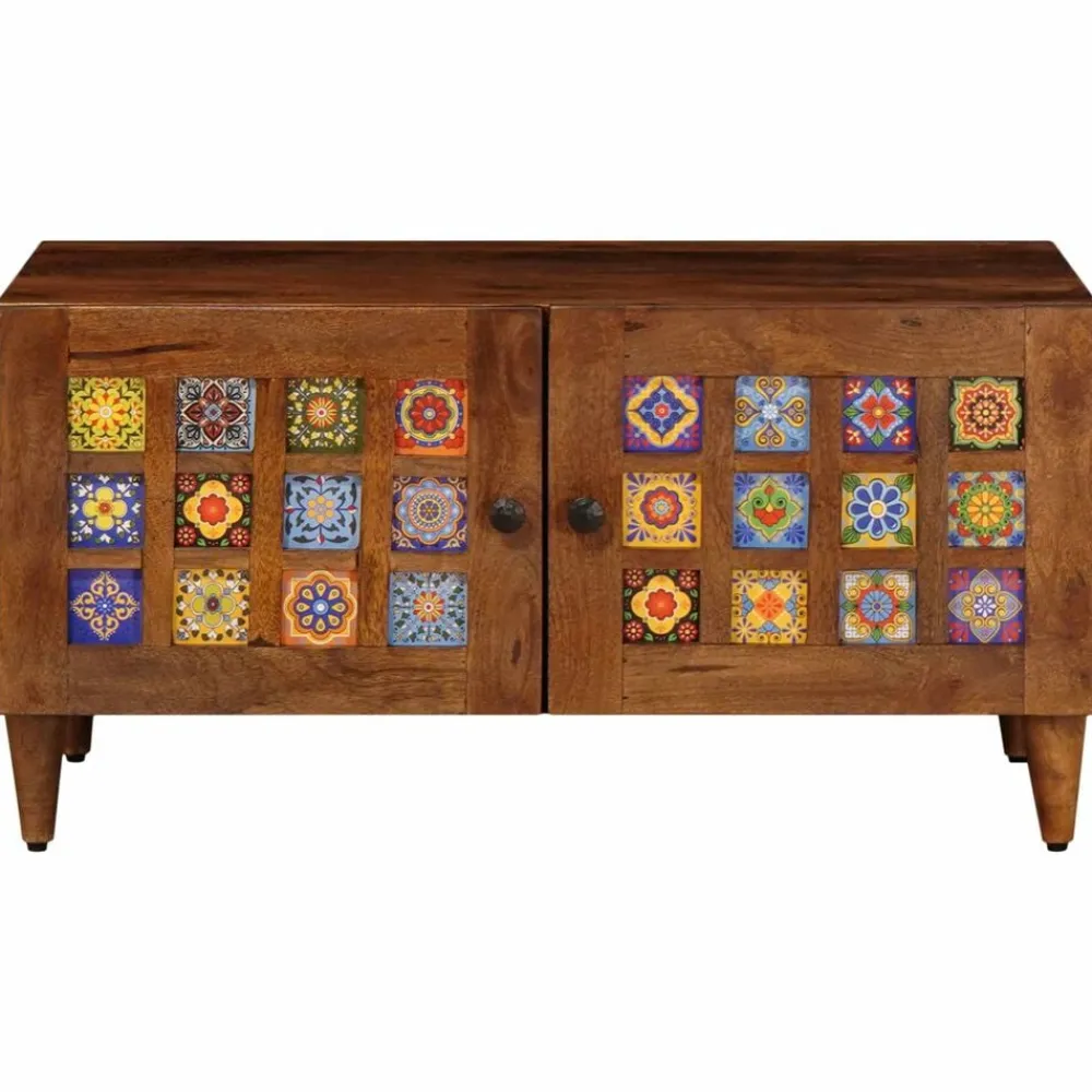 Tables-vidaXL Table basse Marron 80 x 50 x 40 cm Bois de mangue massif Noyer