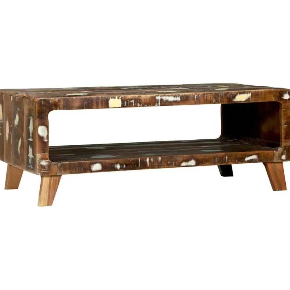vidaXL Table basse Multicolore 90 x 50 x 35 cm Bois Recyclé Solide