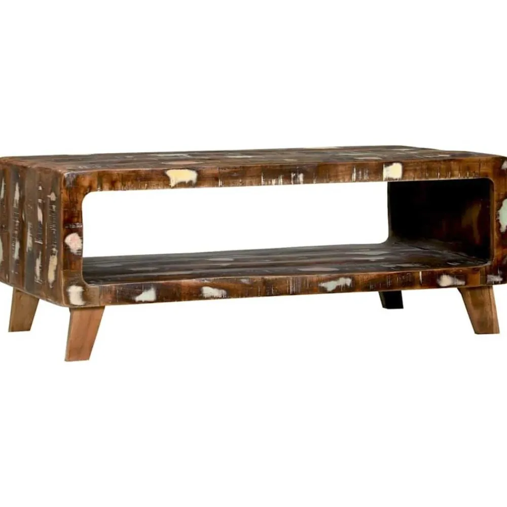vidaXL Table basse Multicolore 90 x 50 x 35 cm Bois Recyclé Solide