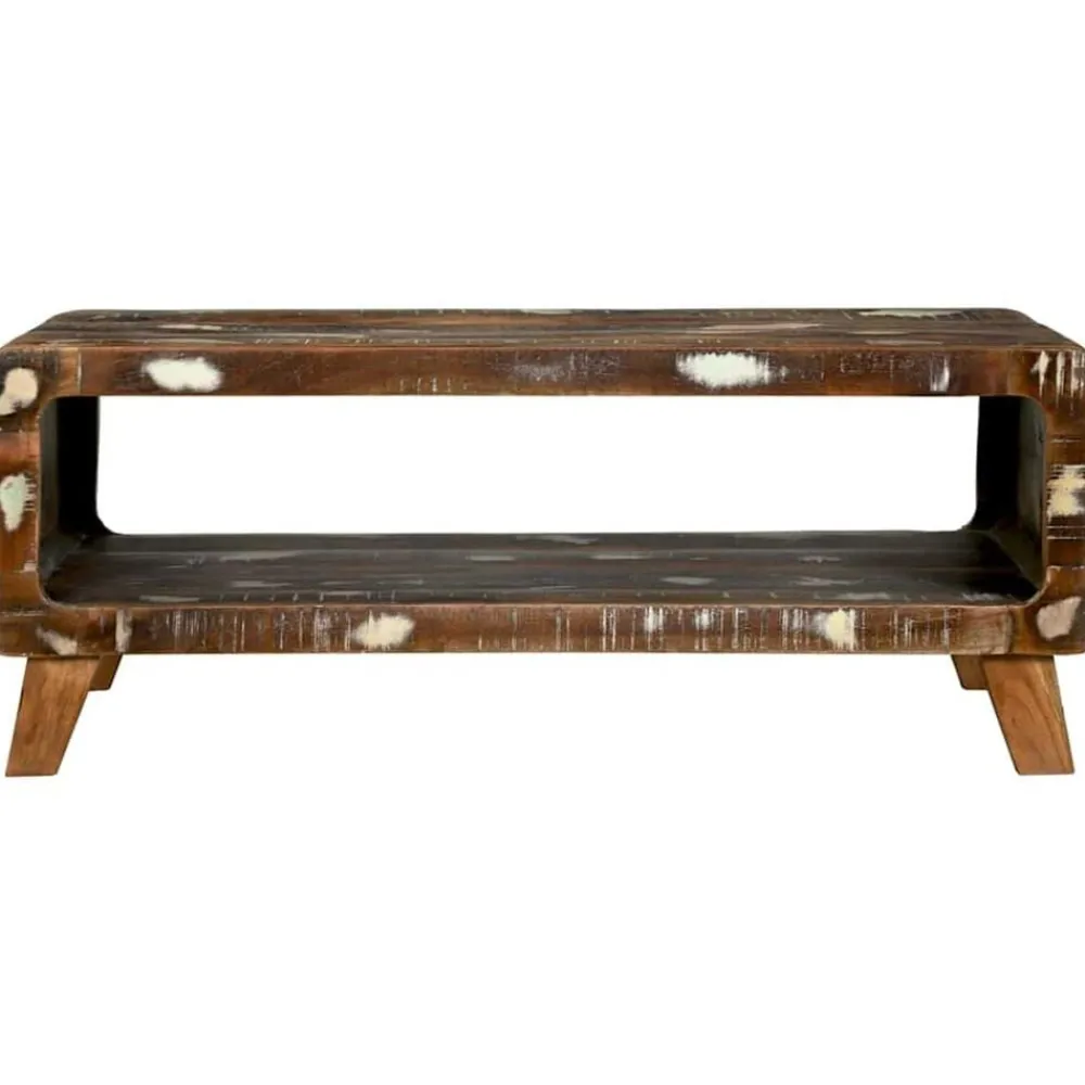 vidaXL Table basse Multicolore 90 x 50 x 35 cm Bois Recyclé Solide