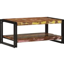 Tables-vidaXL Table basse multicolore 90x50x38 cm bois de récupération massif