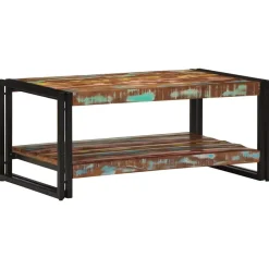 Tables-vidaXL Table basse multicolore 90x50x38 cm bois de récupération massif