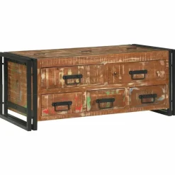 vidaXL Table basse Multicolore 90 x 50 x 38 cm Bois Recyclé Solide