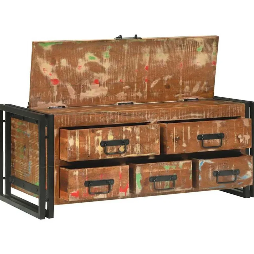 vidaXL Table basse Multicolore 90 x 50 x 38 cm Bois Recyclé Solide