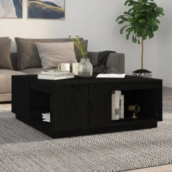 Tables-vidaXL Table basse 100x101x40,5 cm Bois massif de pin Noir