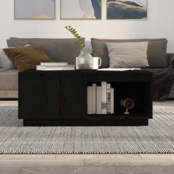 Tables-vidaXL Table basse 100x101x40,5 cm Bois massif de pin Noir