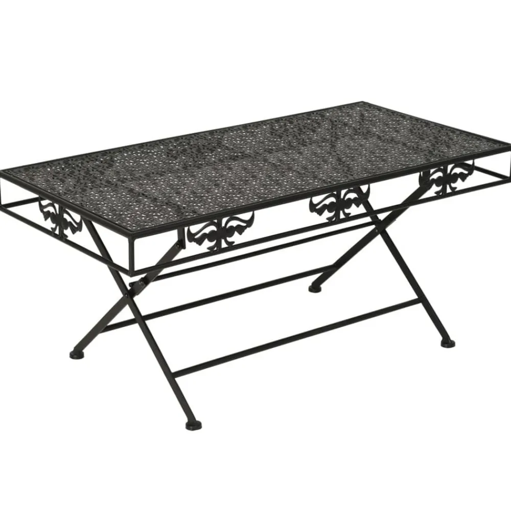 Tables-vidaXL Table basse pliante Style vintage Métal 100x50x45 cm Noir