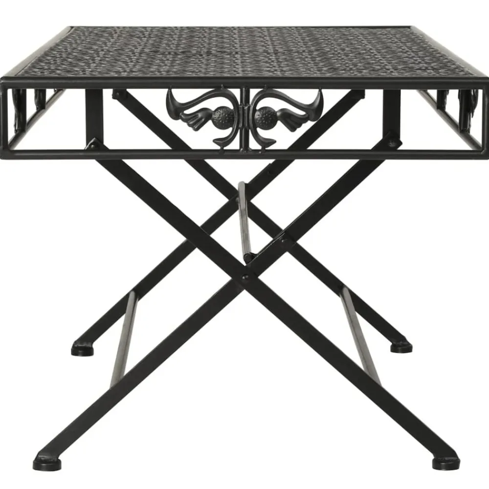 Tables-vidaXL Table basse pliante Style vintage Métal 100x50x45 cm Noir