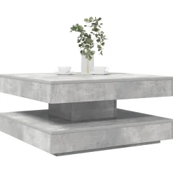 Tables-vidaXL Table basse rotative à 360 degrés 70x70x34,5 cm Gris béton