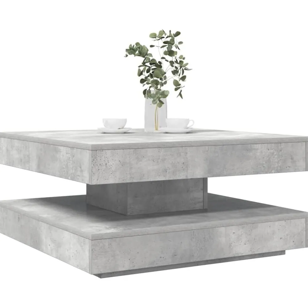 Tables-vidaXL Table basse rotative à 360 degrés 70x70x34,5 cm Gris béton