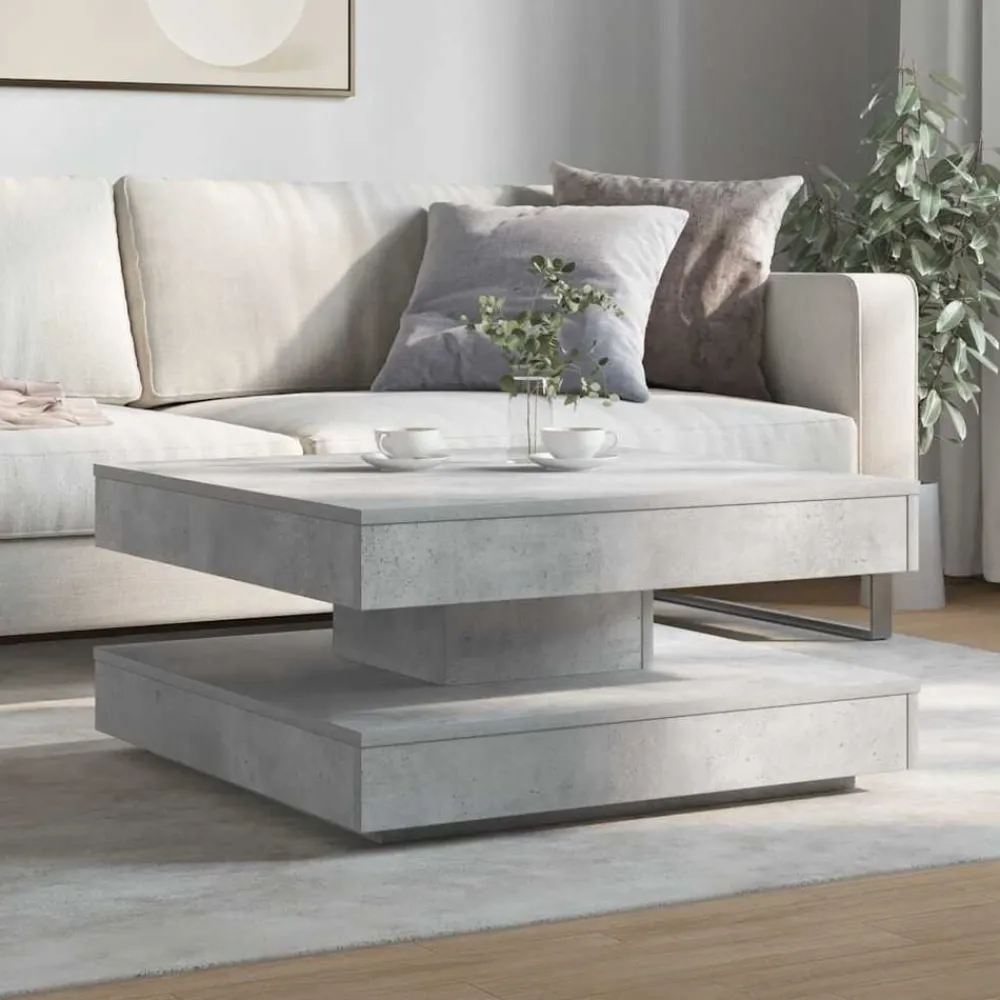 Tables-vidaXL Table basse rotative à 360 degrés 70x70x34,5 cm Gris béton