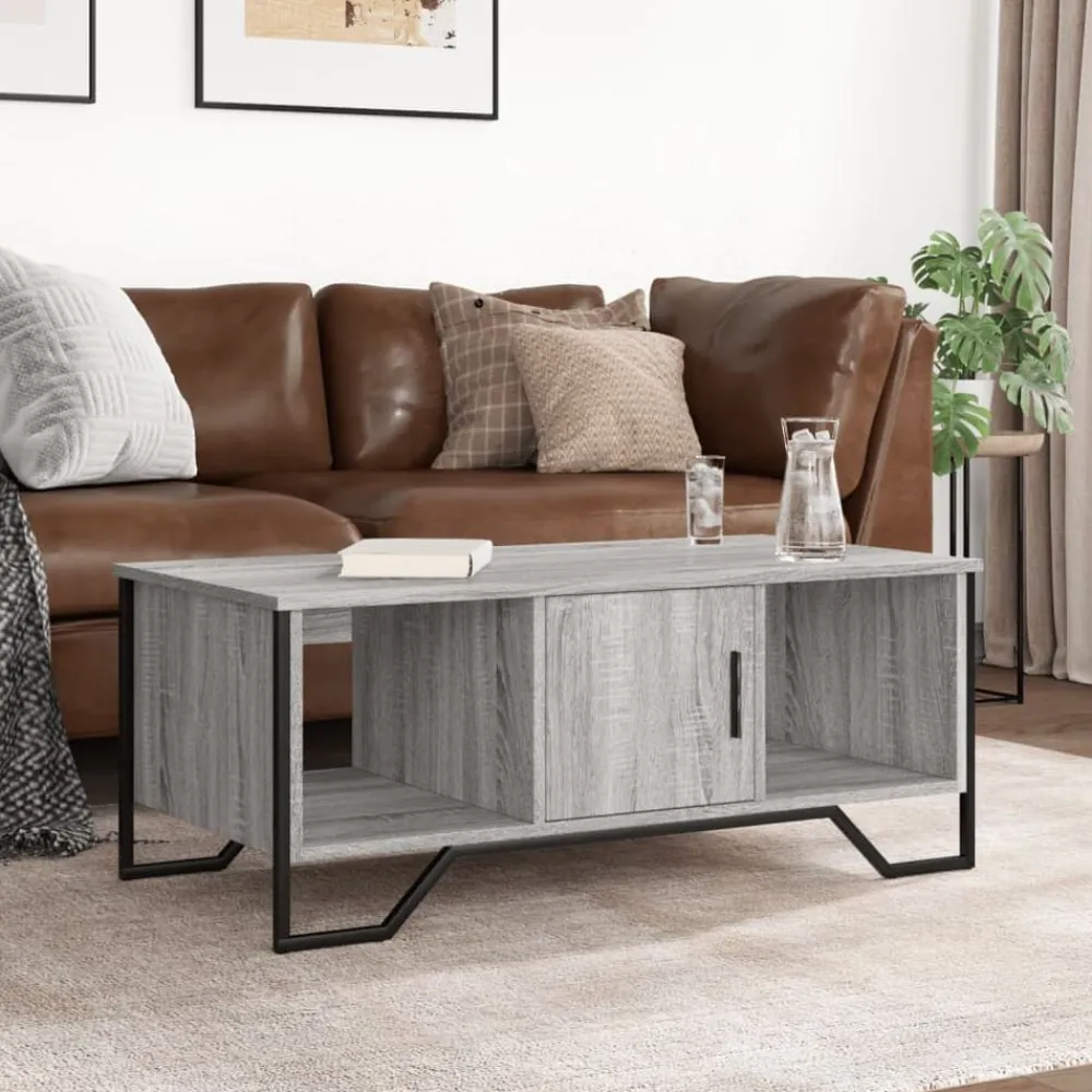 Tables-vidaXL Table basse 100x51x40 cm bois d'ingénierie Sonoma gris
