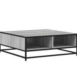Tables-vidaXL Table basse sonoma gris 80x80x30 cm bois d'ingénierie et métal grey sonoma and black