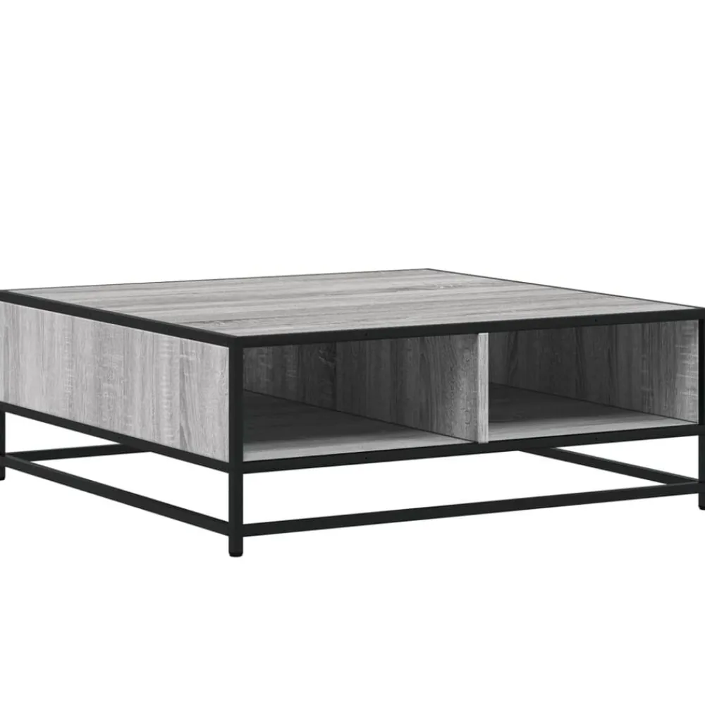 Tables-vidaXL Table basse sonoma gris 80x80x30 cm bois d'ingénierie et métal grey sonoma and black