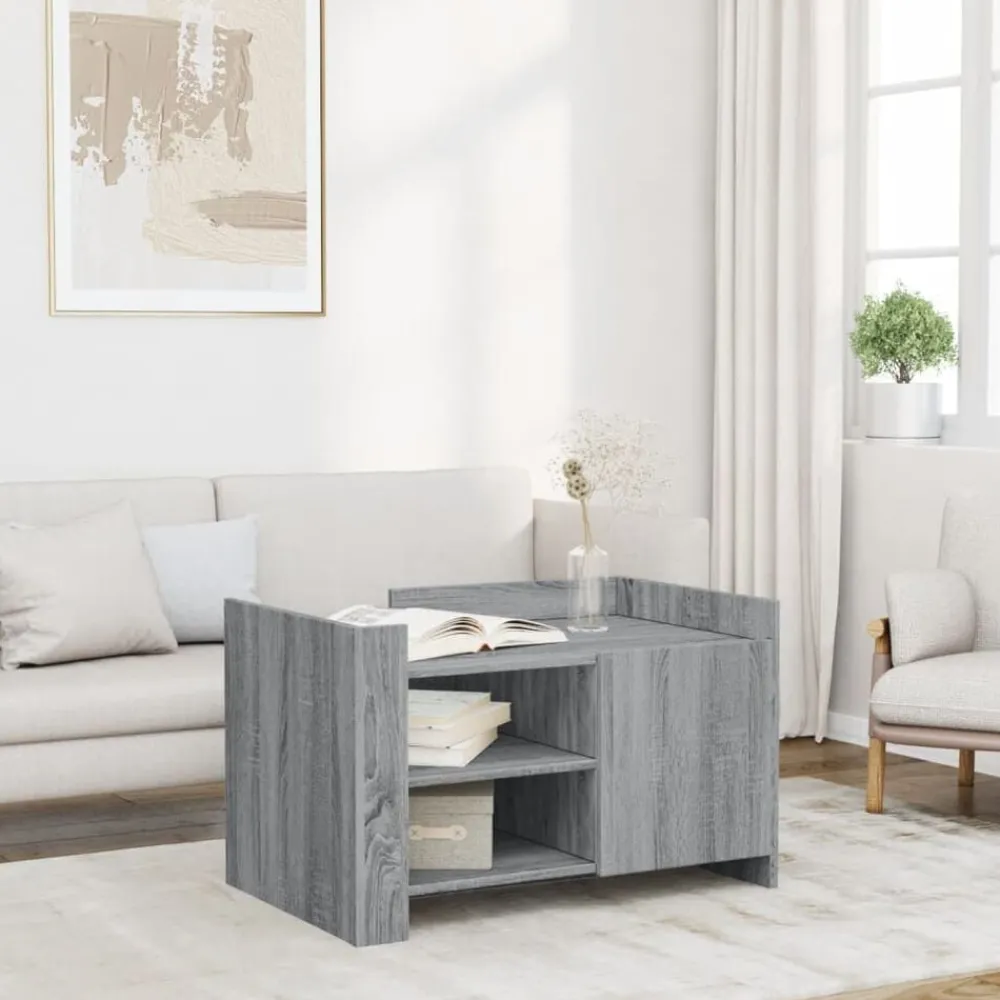 Tables-vidaXL Table basse 80x50x50 cm Bois d'ingénierie Sonoma gris