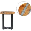 vidaXL Table basse 40x45 cm Bois de teck massif et polyrésine