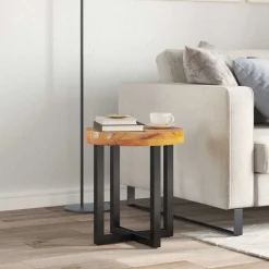 vidaXL Table basse 40x45 cm Bois de teck massif et polyrésine