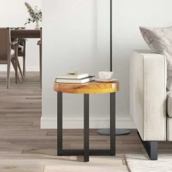 vidaXL Table basse 40x45 cm Bois de teck massif et polyrésine
